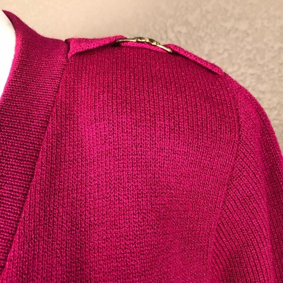 Petite San Remo 80's Magenta Sweater Cardigan Brass Buttons Shoulder Tab… - Picture 4 of 7